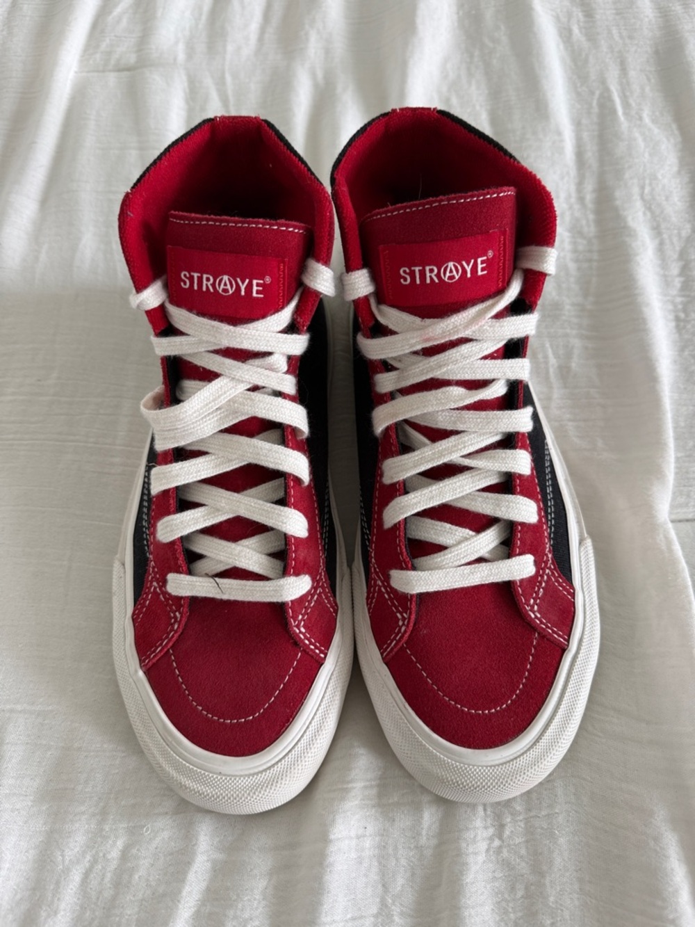 STRÆYE Women's High-Top Sneakers in Red, Black and White women’s 9 men’s 7.5